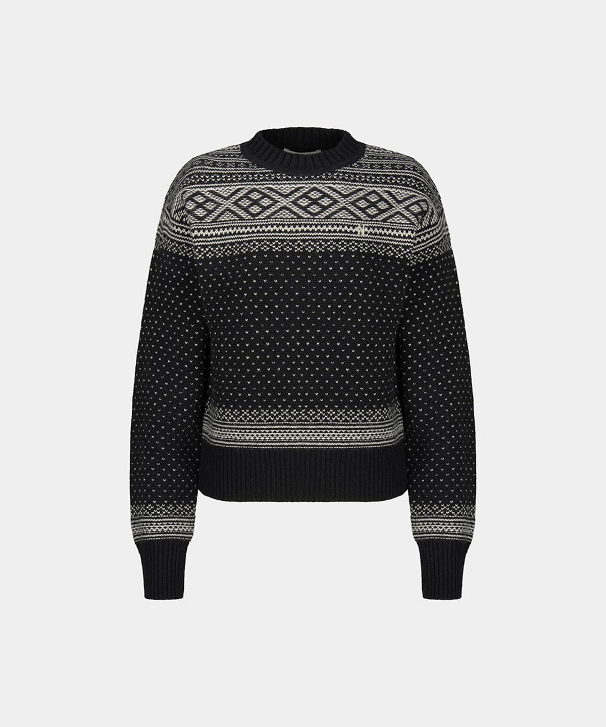 노이스(NOICE) W NORDIC WOOL-BLEND SWEATER - BLACK