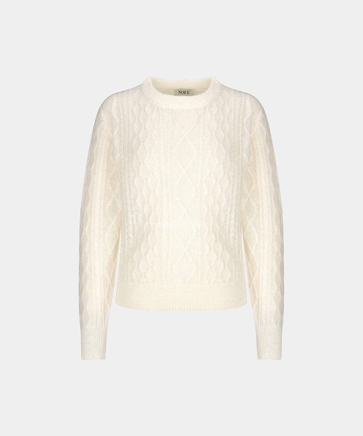 노이스(NOICE) W SHEER WOOL MOHAIR CABLE SWEATER - WHITE