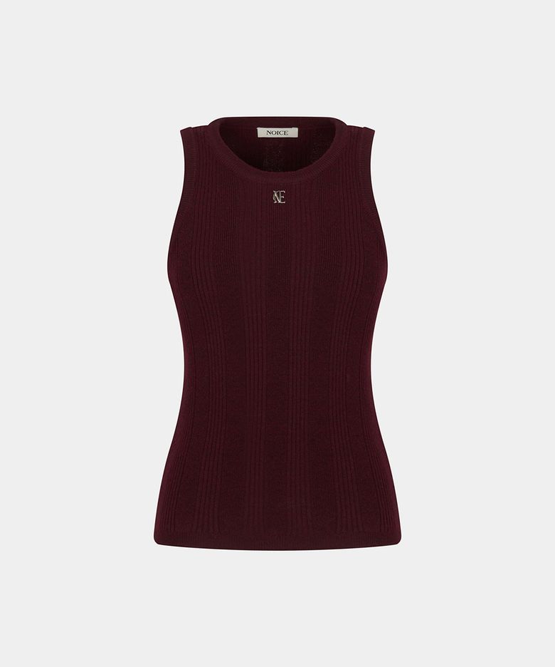 W RIBBED KNIT SLEEVELESS - WINE