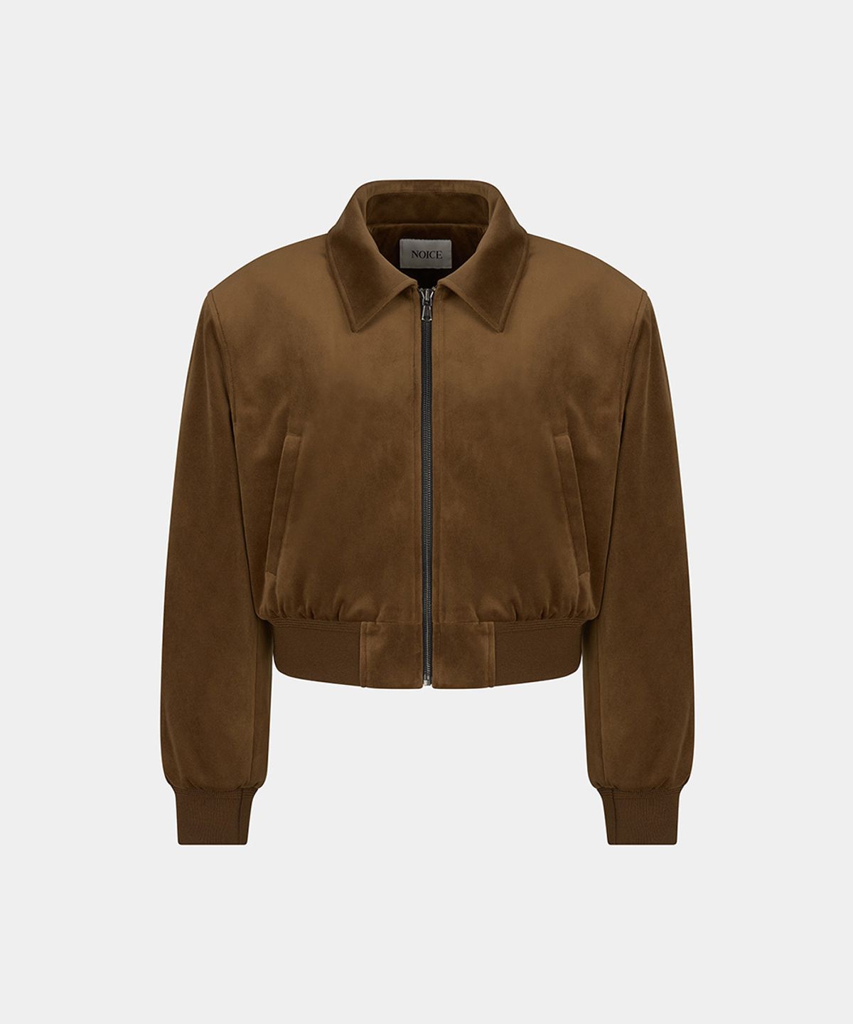 노이스(NOICE) W COLLARED VELVET BOMBER - CAMEL