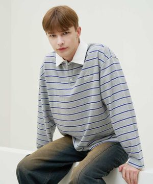 스트라이프 폴로 롱슬리브 티셔츠