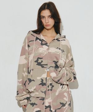 lg camo hood zip up (pink)