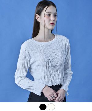 링클 베이직 크롭 마몽 무지 긴팔티셔츠 이너 [2colors]