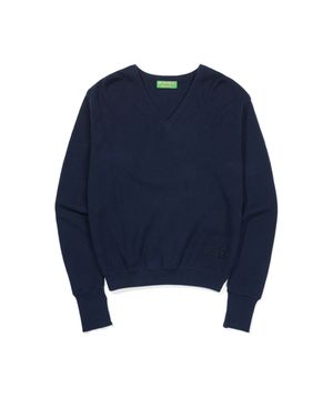 (W) PETER V-NECK KNIT - NAVY