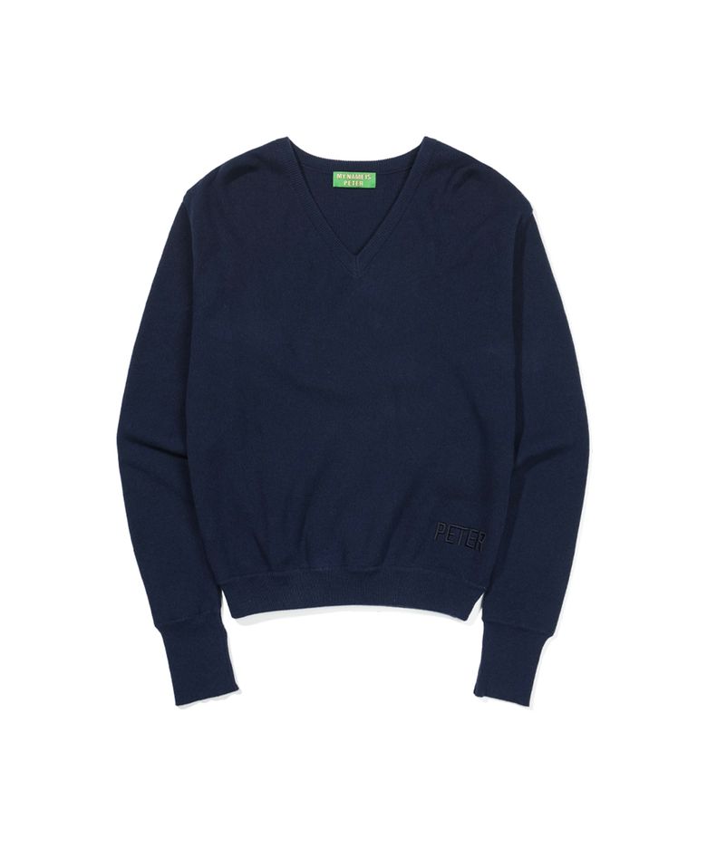 (W) PETER V-NECK KNIT - NAVY