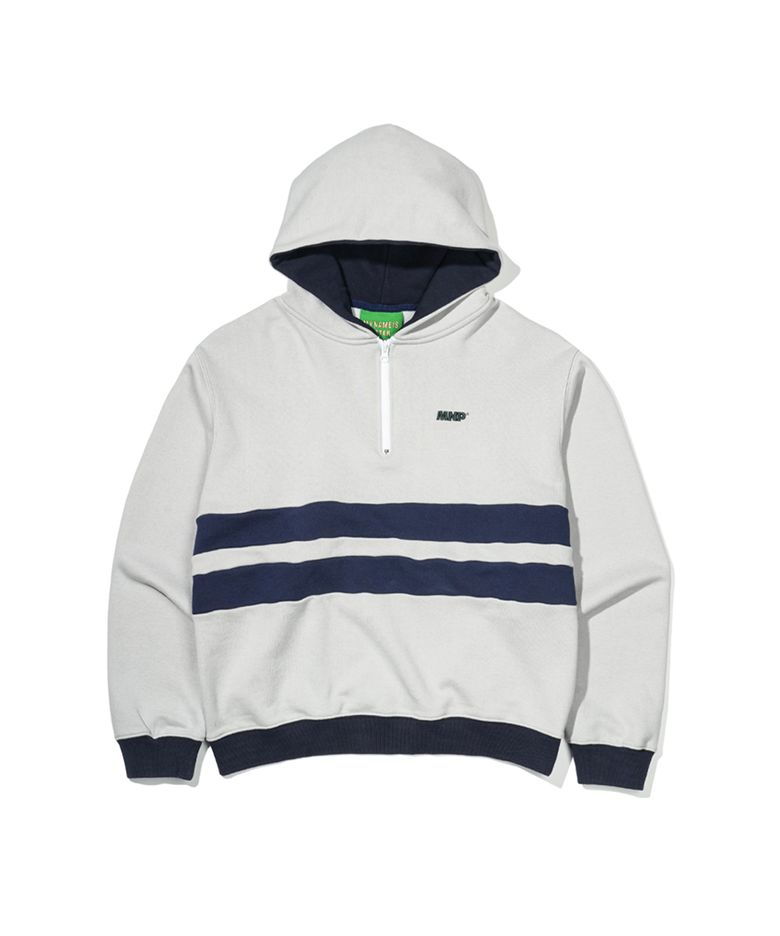 MNP LOGO HALF ZIP HOODIE - GRAY