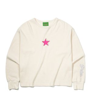 STAR WAFFLE LONG SLEEVE T-SHIRT - IVORY