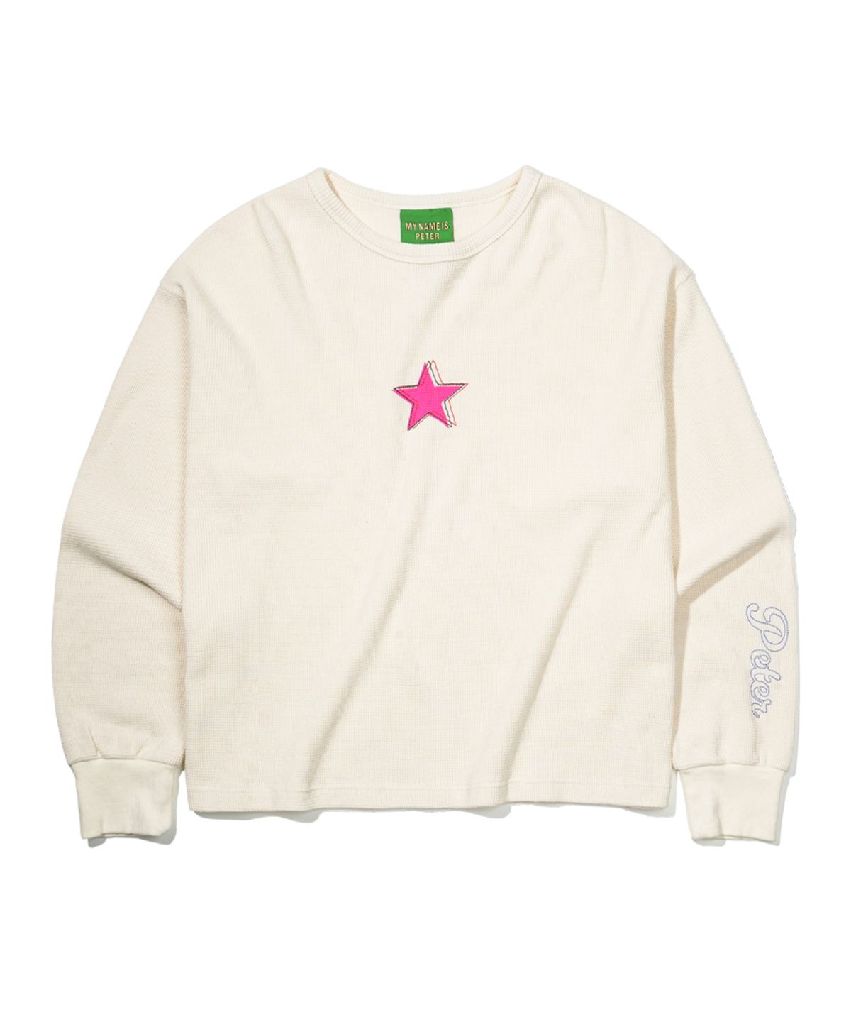 마이네임이즈피터(MYNAMEISPETER) STAR WAFFLE LONG SLEEVE T-SHIRT - IVORY