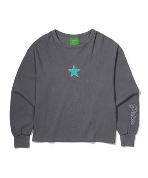 STAR WAFFLE LONG SLEEVE T-SHIRT - GRAY