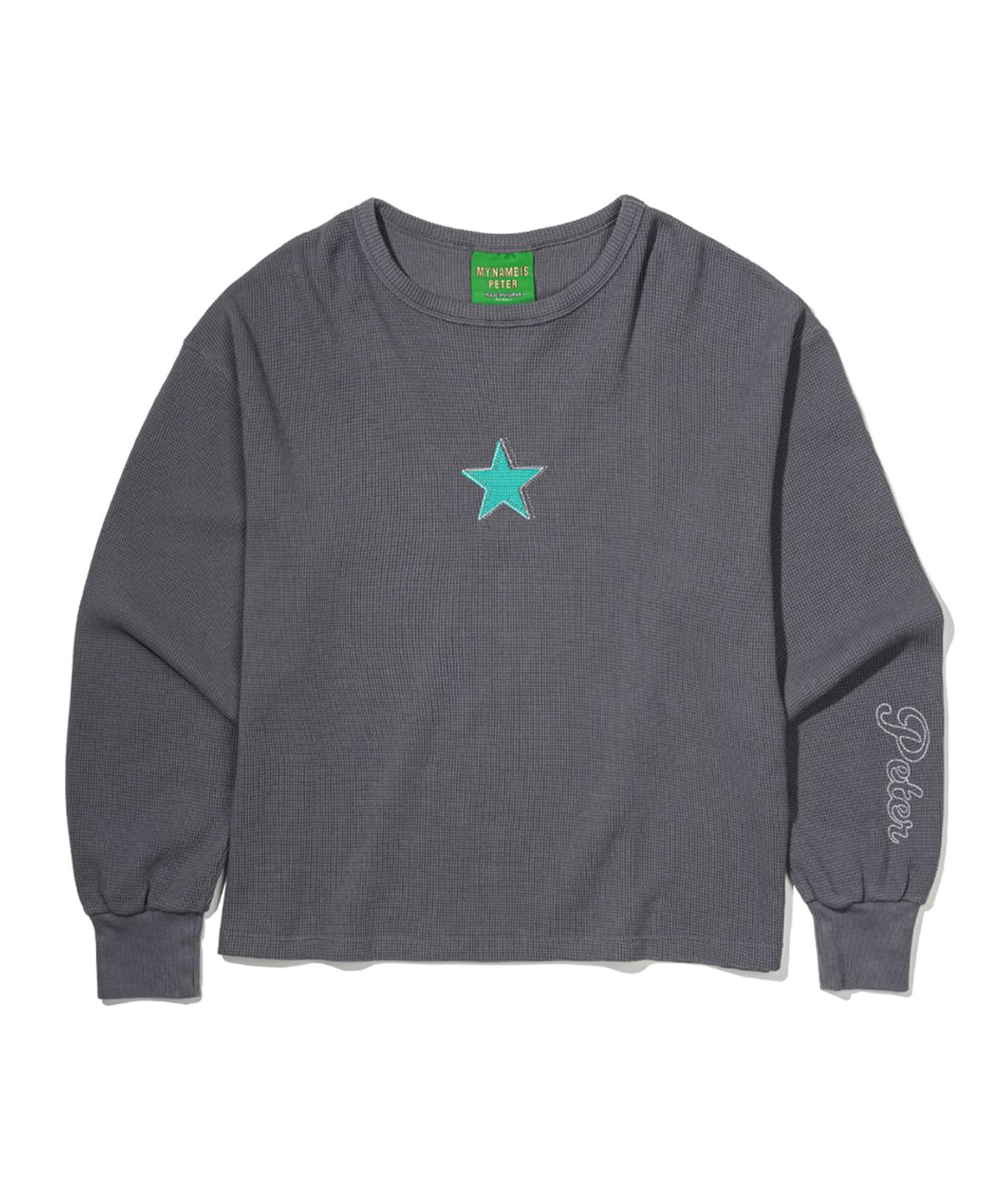 마이네임이즈피터(MYNAMEISPETER) STAR WAFFLE LONG SLEEVE T-SHIRT - GRAY