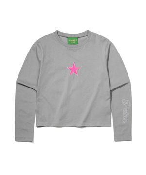 (W) STAR LONG SLEEVE T-SHIRT - MOCHA GRAY