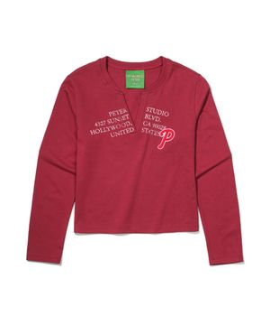 (W) PETER V-NECK LONG SLEEVE T-SHIRT - BURGUNDY