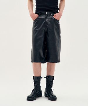 Leather Bermuda Shorts - Black
