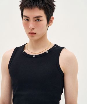 Eyelet Neck Sleeveless - Black