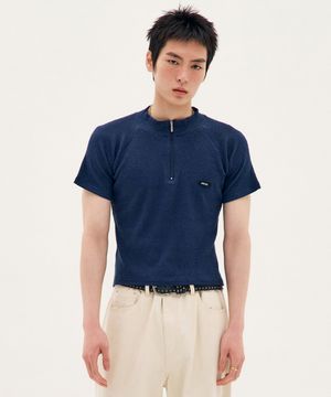 Light Zip-Up Top - Navy