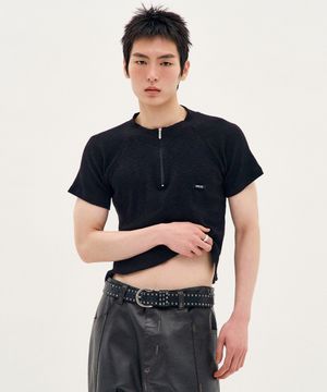 Light Zip-Up Top - Black