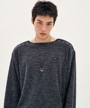 Shoulder Snap Knit Pullover - Dark Grey