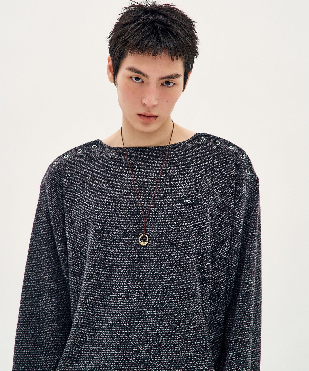 피알씨에스에스(PRCSS) Shoulder Snap Knit Pullover - Dark Grey