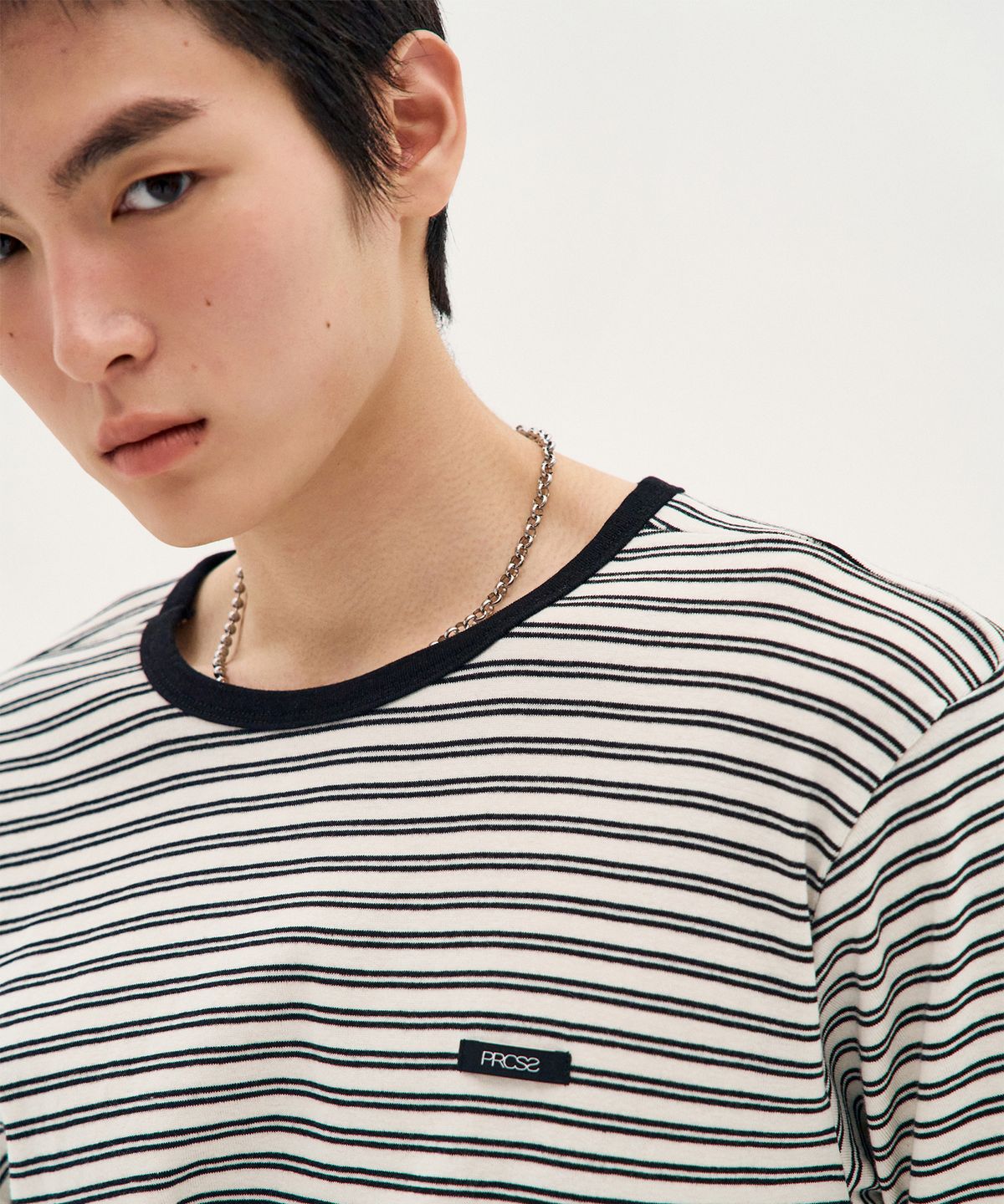 피알씨에스에스(PRCSS) Stripe Short-Sleeve Ringer Tee - Black