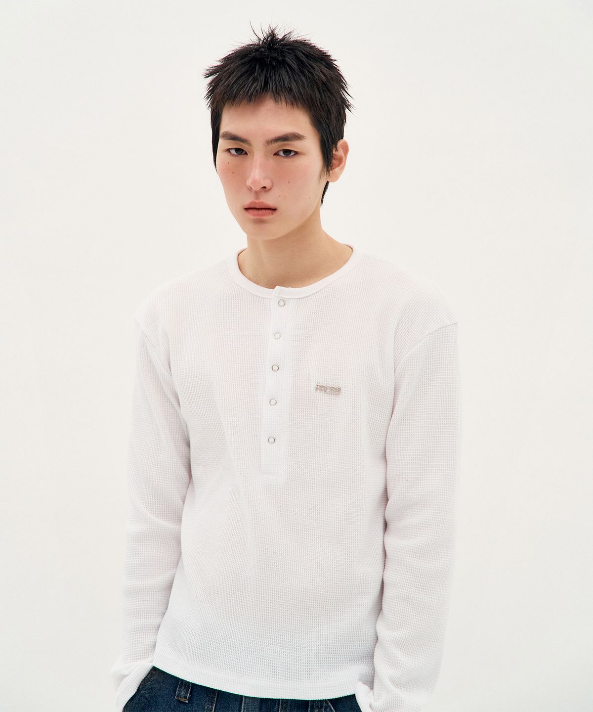 피알씨에스에스(PRCSS) Fine Jersey Henley - White