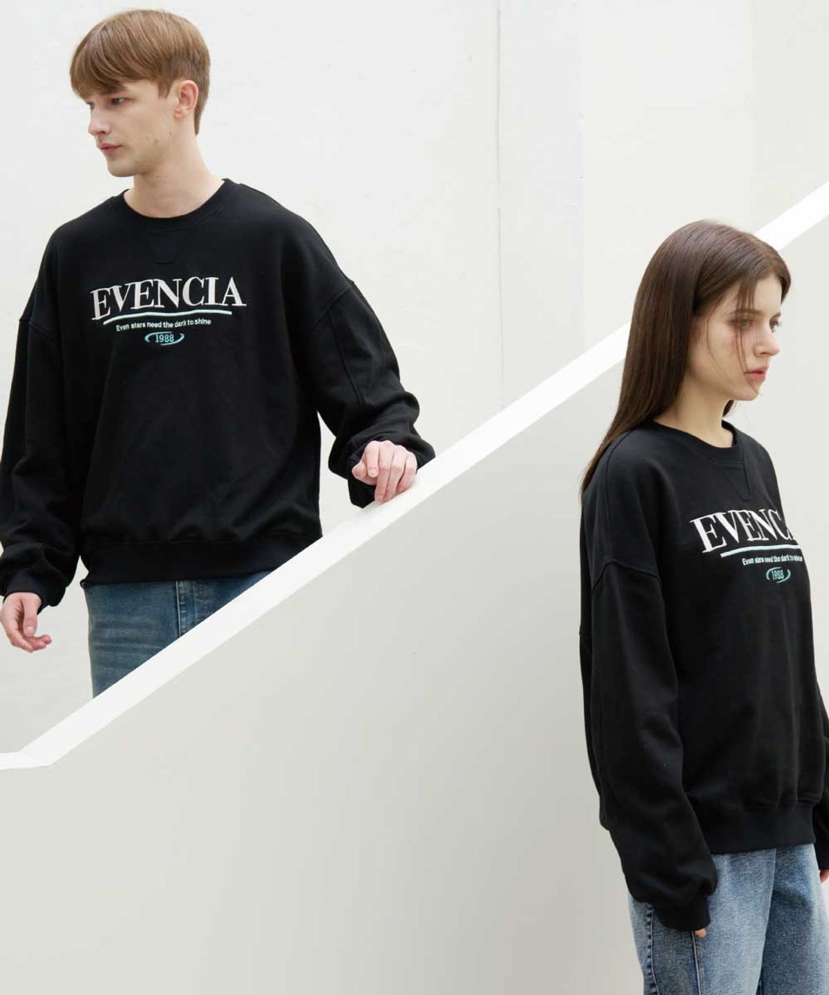 이븐시아(EVENCIA) 시그니쳐 블랙 스웻셔츠