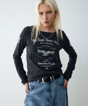 [여성] OL시그니처 긴팔 티셔츠 다크 그레이_HH26111001