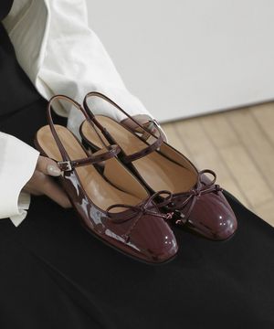 벨루아 리본 슬링백 플랫슈즈 (3cm)