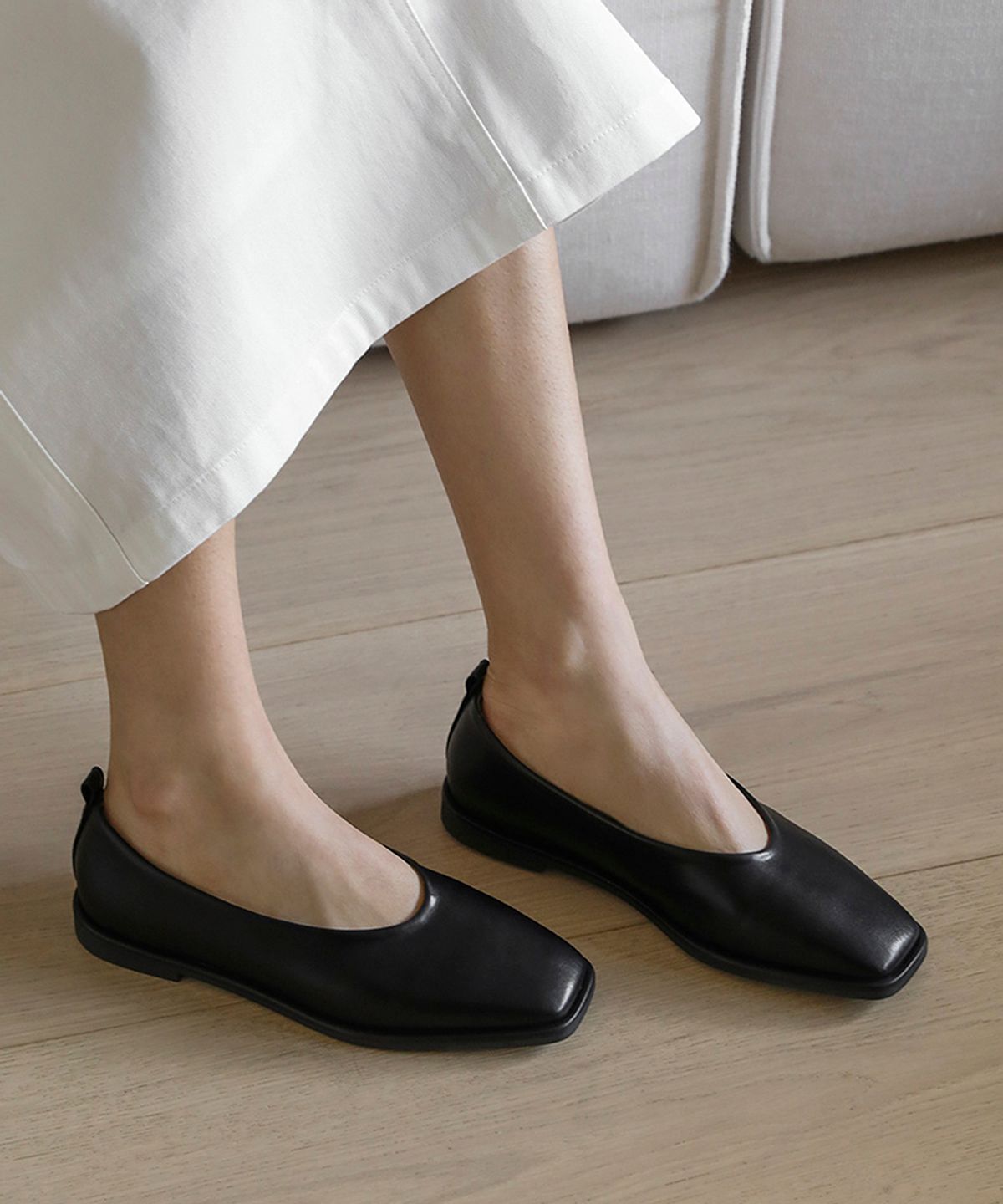 사뿐(SAPPUN) 아레사 스퀘어 플랫슈즈 (1cm)