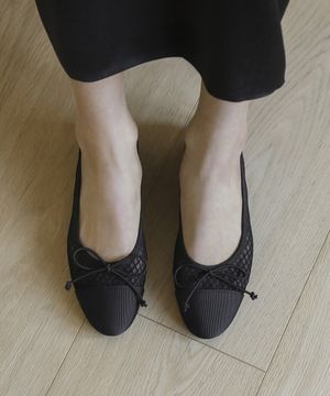 베네사 메쉬 리본 플랫슈즈 (1cm)
