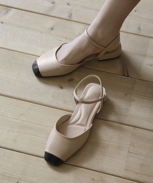 레이번 스퀘어 슬링백 플랫슈즈 (2cm)