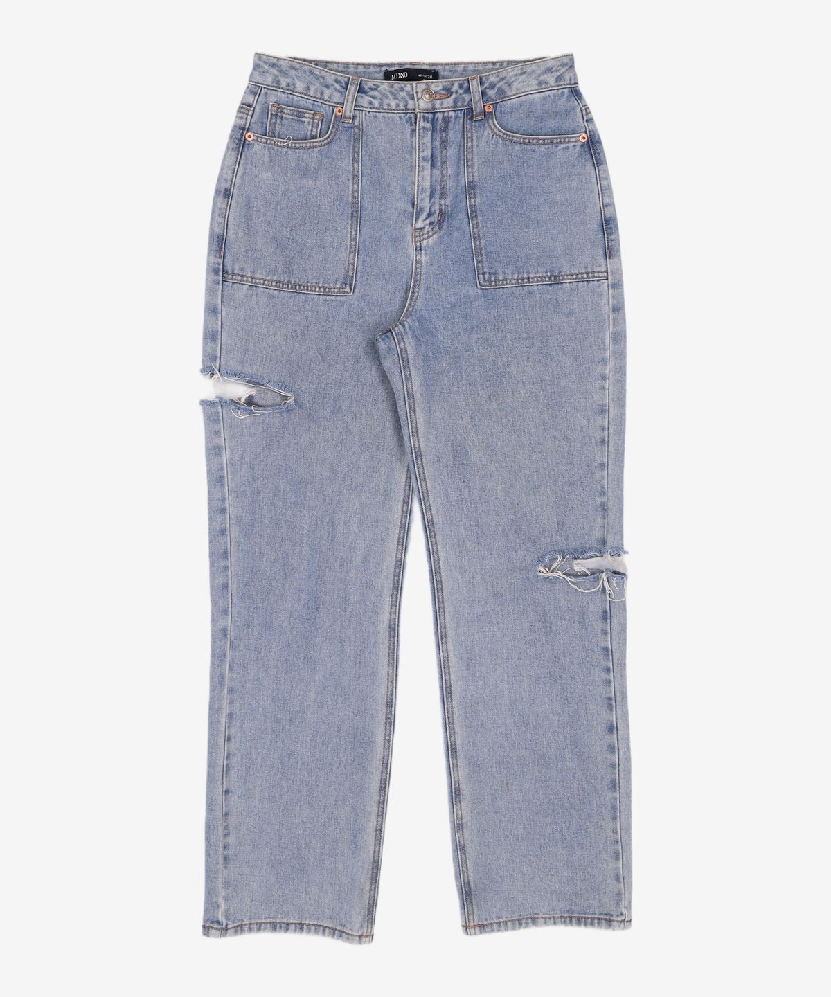 미쏘(MIXXO) 슬릿 구제 아웃포켓 일자핏 데님 MIWTJD424J 28