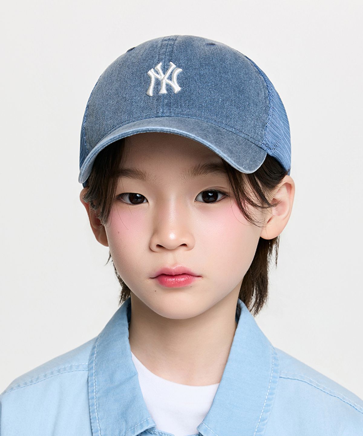 엠엘비 키즈(MLB KIDS) 피그먼트 워싱 메쉬캡 NY (Navy)
