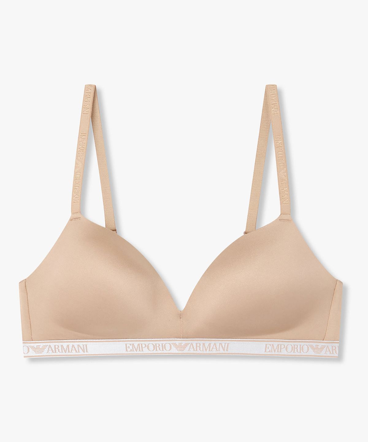 엠포리오 아르마니 언더웨어(EMPORIO ARMANI UNDERWEAR) 여성 글로시 나일론 패디드 트라이앵글 브라_다크 베이지_0826181510