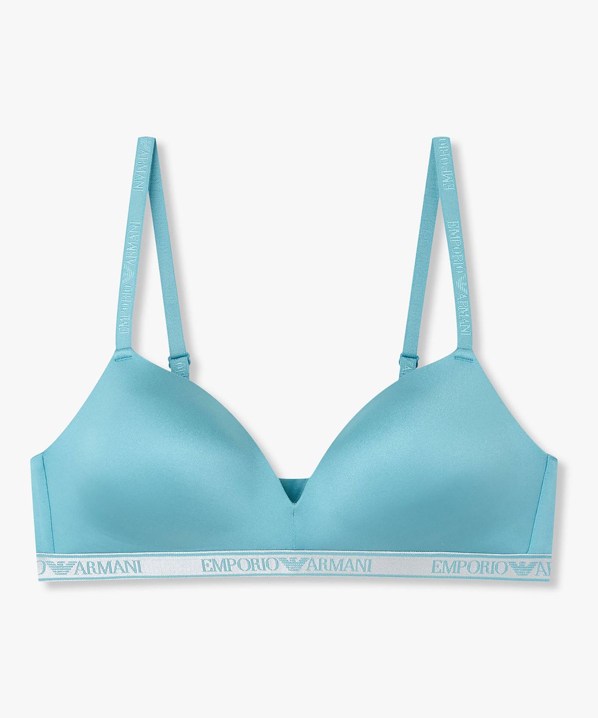 엠포리오 아르마니 언더웨어(EMPORIO ARMANI UNDERWEAR) 여성 글로시 나일론 패디드 트라이앵글 브라_터콰이즈_0826181511