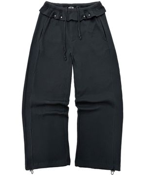 캐롯 와플 스터드 프릴 팬츠_다크그레이