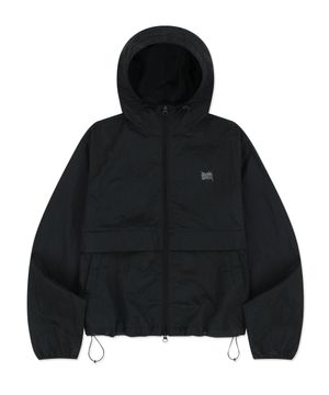 W TAG HIGH NECK HOODIE WINDBREAKER - BLACK