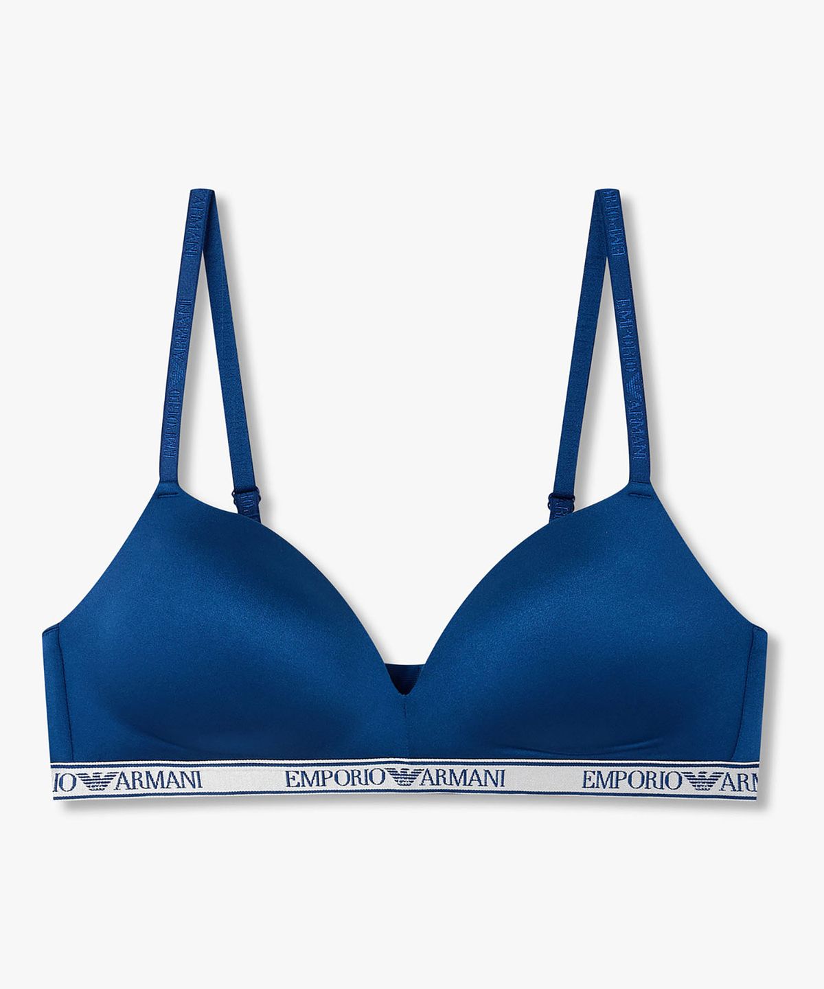 엠포리오 아르마니 언더웨어(EMPORIO ARMANI UNDERWEAR) 여성 글로시 나일론 패디드 트라이앵글 브라_블루_0826181512