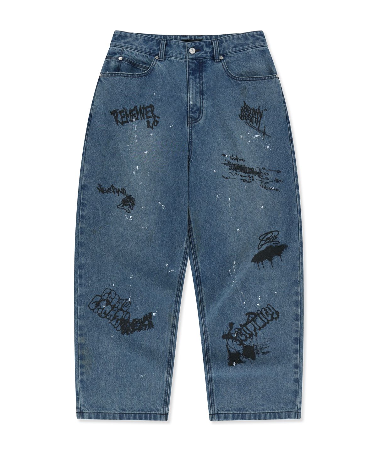 브라운브레스(BROWNBREATH) GRAFFITI PRINT DENIM PANTS - BLUE