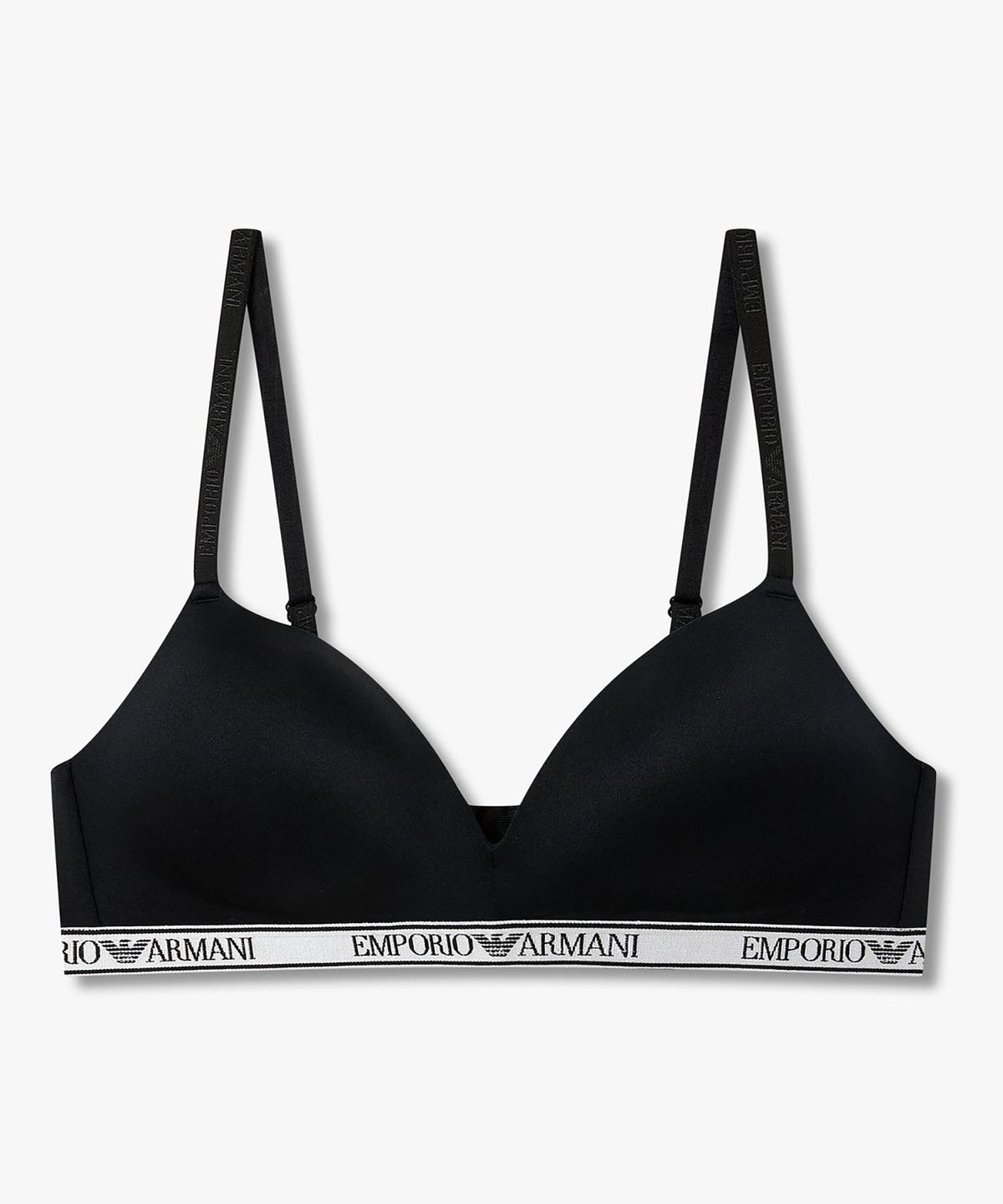 엠포리오 아르마니 언더웨어(EMPORIO ARMANI UNDERWEAR) 여성 글로시 나일론 패디드 트라이앵글 브라_블랙_0826181513