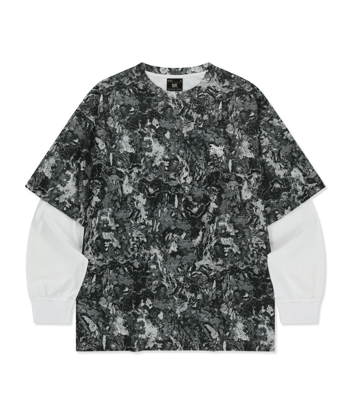 브라운브레스(BROWNBREATH) EARTH PATTERN LAYERED TEE - GREY