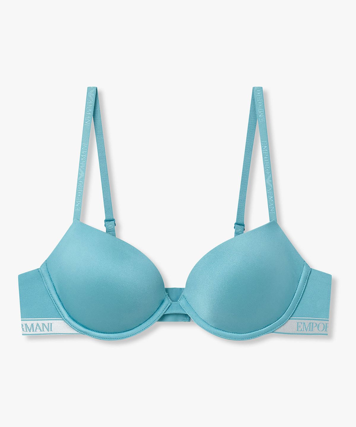엠포리오 아르마니 언더웨어(EMPORIO ARMANI UNDERWEAR) 여성 글로시 나일론 푸쉬업 브라_터콰이즈_0826185505