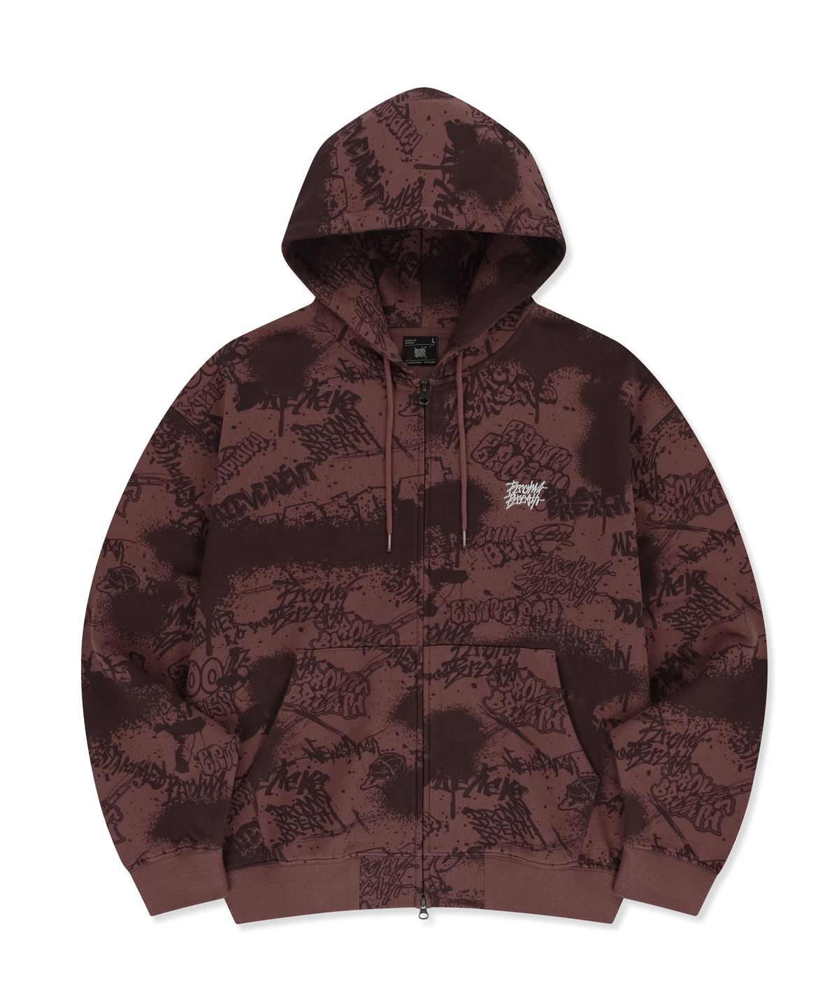 브라운브레스(BROWNBREATH) GRAFFITI HOOD ZIP UP - BURGUNDY