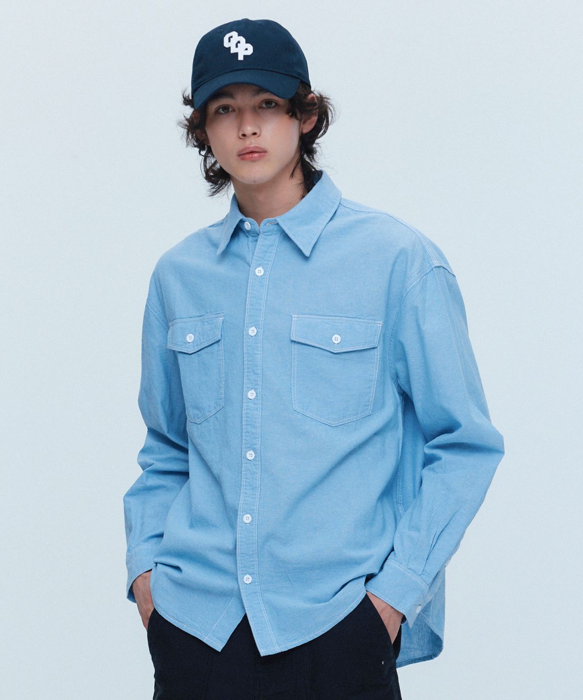 아웃도어 프로덕츠(OUTDOOR PRODUCTS) 샴브레이 데님 셔츠 (소라)