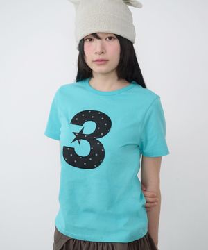 3 logo 도트 슬림핏 티셔츠 [민트 블루]