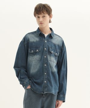 웨스턴 데님 셔츠_블루