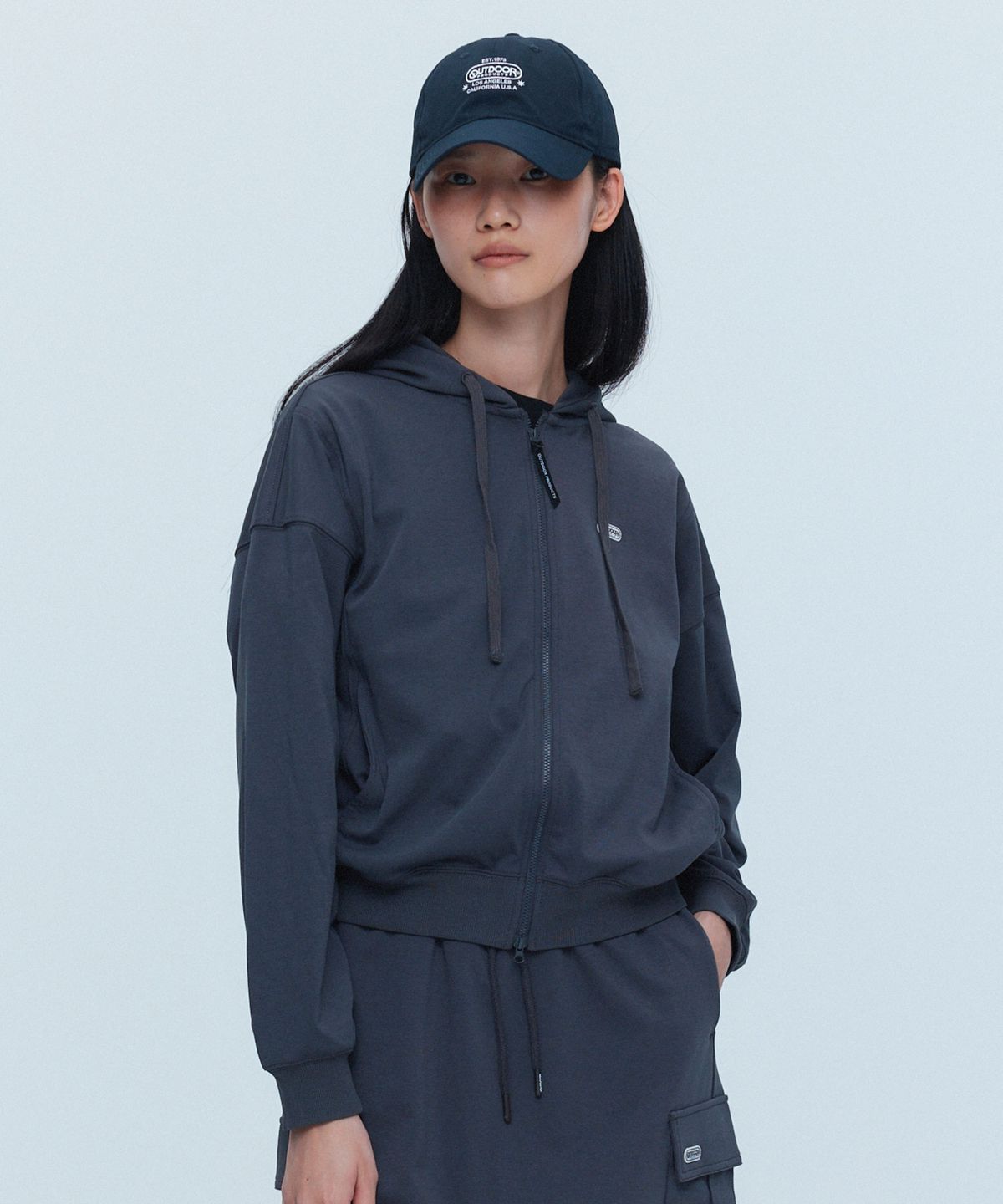 아웃도어 프로덕츠(OUTDOOR PRODUCTS) 여성 스크립트 후드집업 (챠콜)