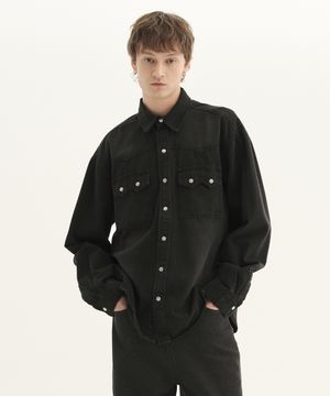 웨스턴 데님 셔츠_블랙