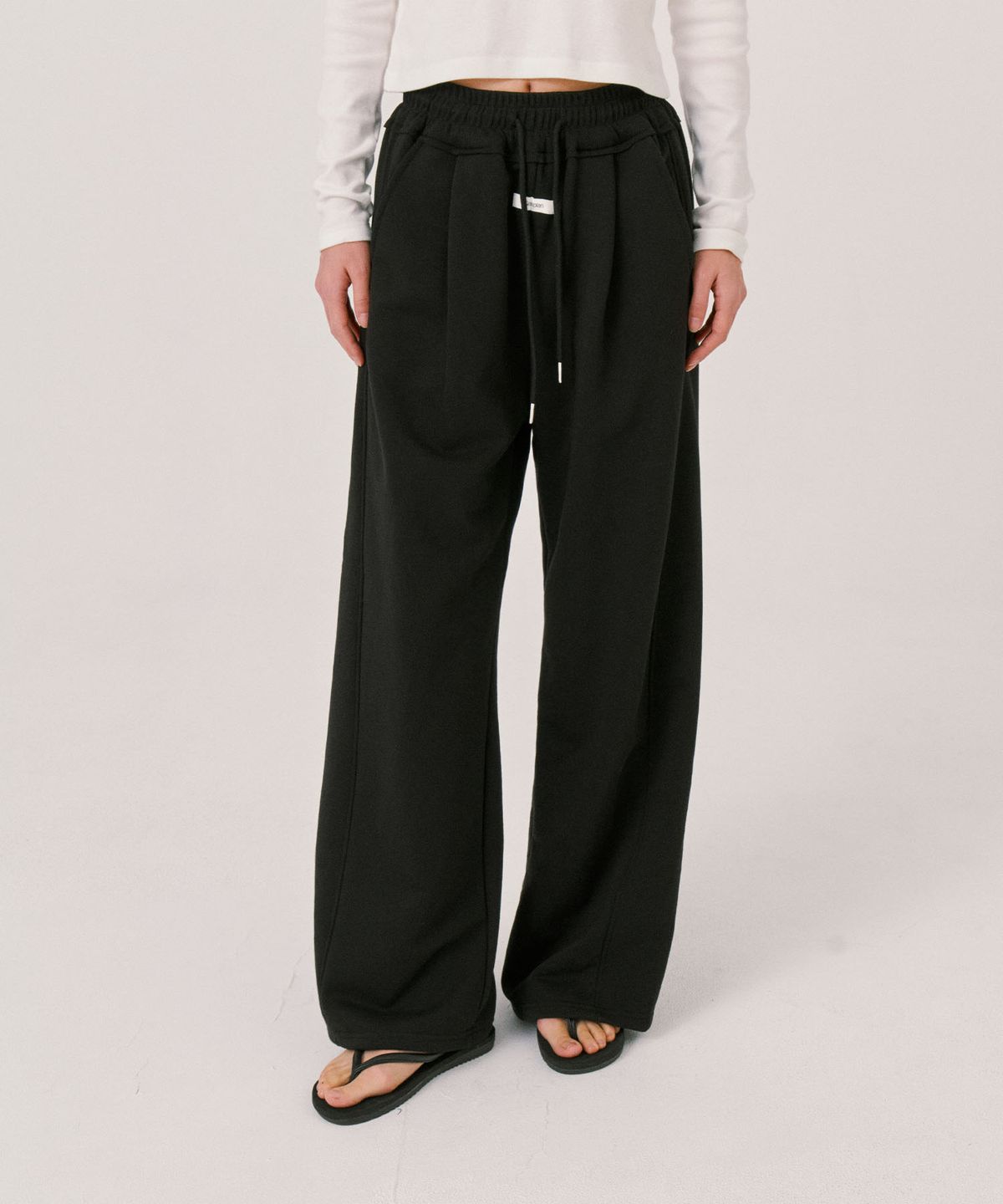 그라스플랜(GRASPLAN) One-Tuck Wide banding Pants_Black (일반ver.)