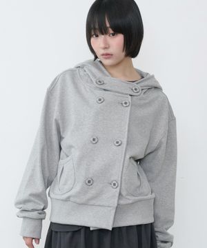 더블 버튼 후드 자켓 [그레이]