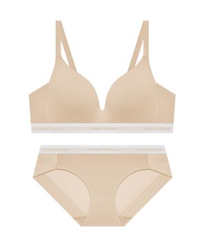 쉘론 트라이앵글 퓨징 노와이어 브라 햄팬티 세트_스킨
